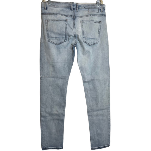 Cotton On Men's Jeans Size 36 Blue Skinny Straight Jean Light Wash work stains - Picture 3 of 7